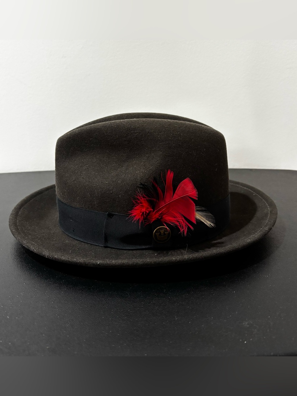 Goorin Brothers 'Dean the Butcher' Fedora Hat 100% Wool Black Feathers Medium M